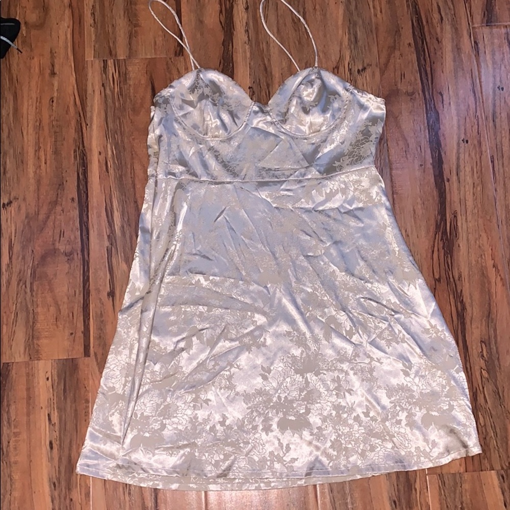 White floral silk dress